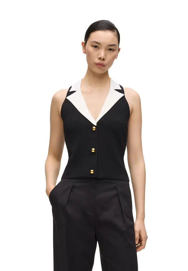 Tailored Fit Sleeveless Halter-neck Waistcoat 2 Image