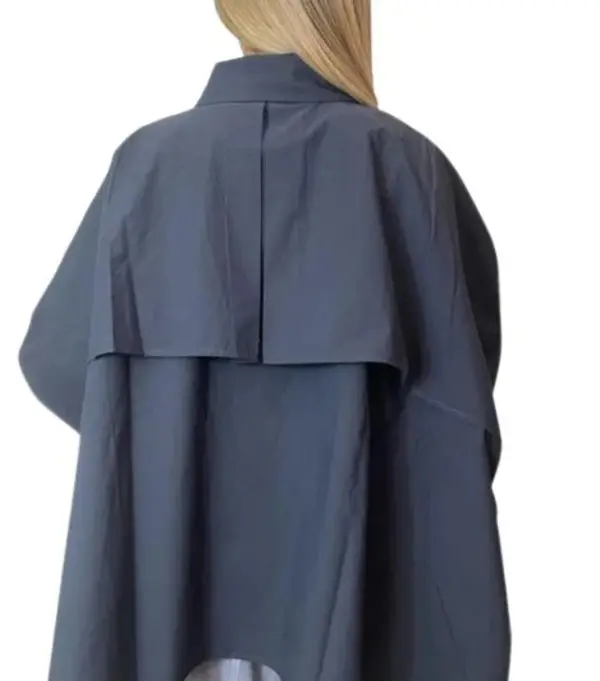 Trench-Style Cotton Poncho With Bejewelled Embellishments 2 Image