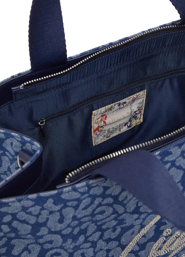 Large Animal-Print Denim Tote Bag 2 Image