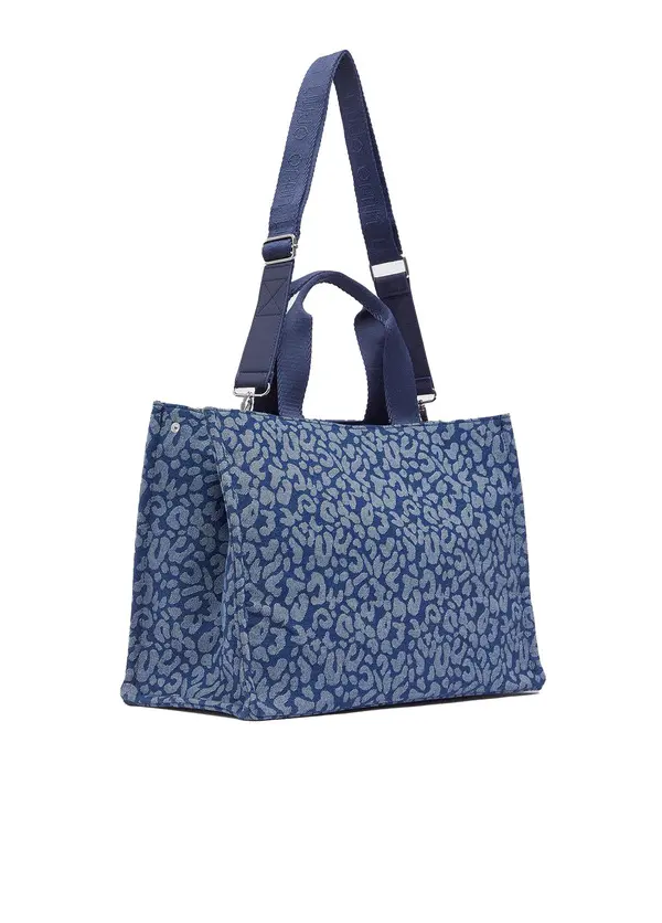 Large Animal-Print Denim Tote Bag 3 Image