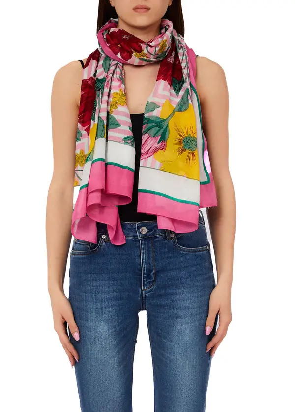 Floral-Print Cotton Scarf  2 Image