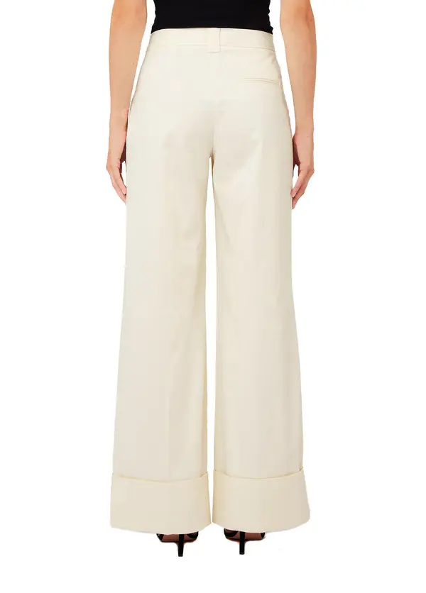 Mid Rise Waist Gabardine Wide Leg Trousers 2 Image