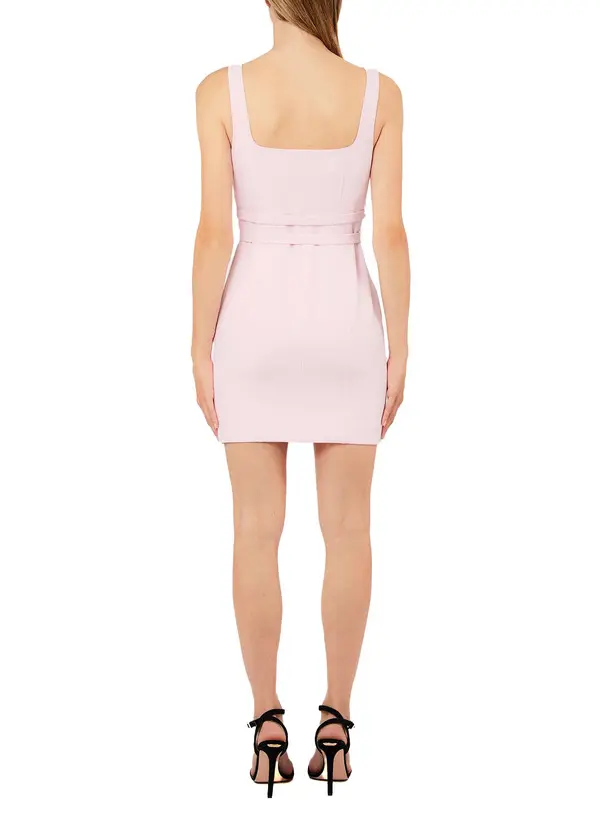 Slim Fit Short Sheath Dress with Buckles 1 Image