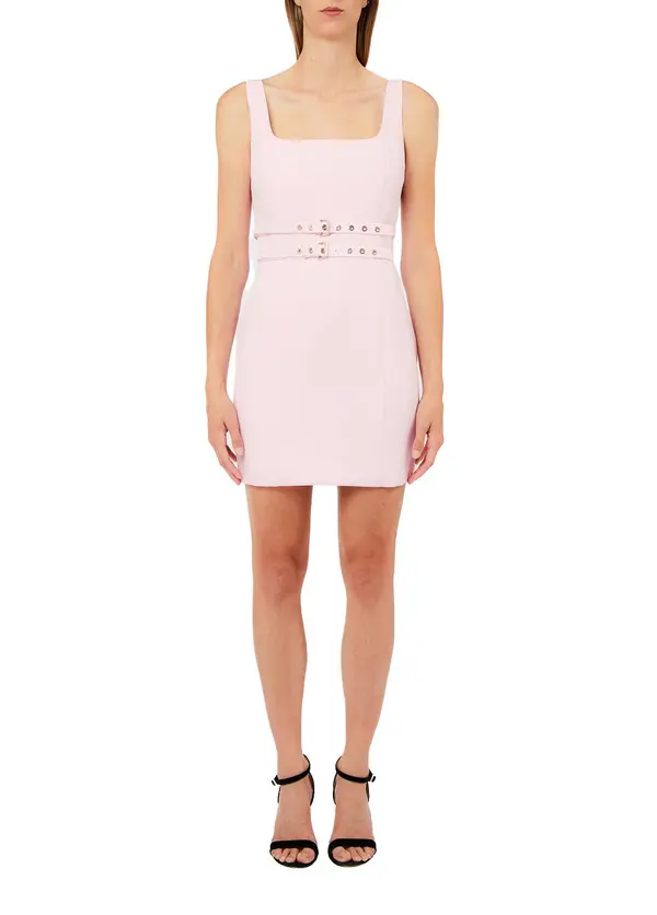 Slim Fit Short Sheath Dress with Buckles 2 Image