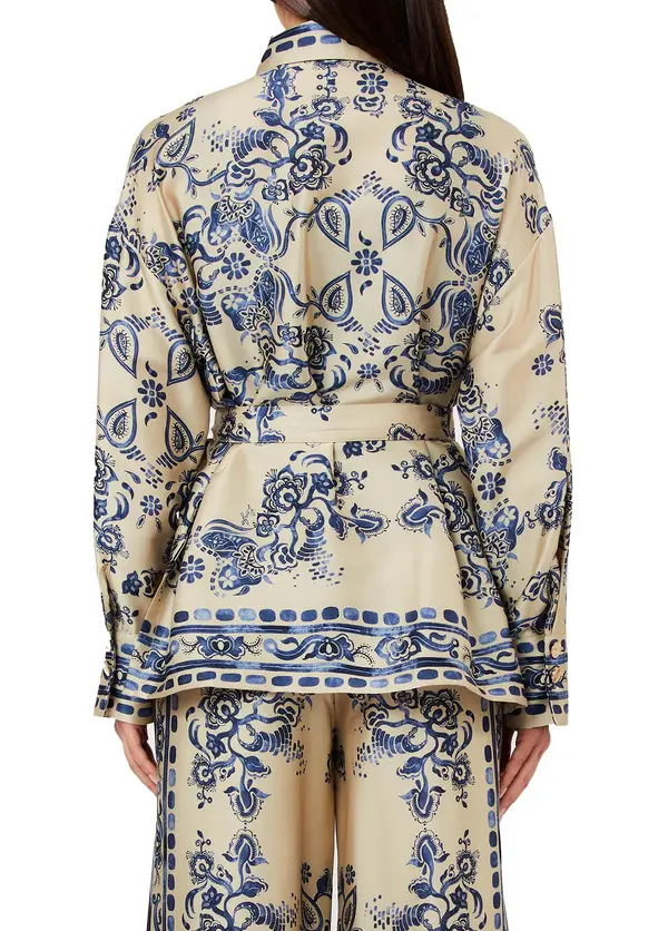 Foulard Print Satin Shirt Blouse 2 Image