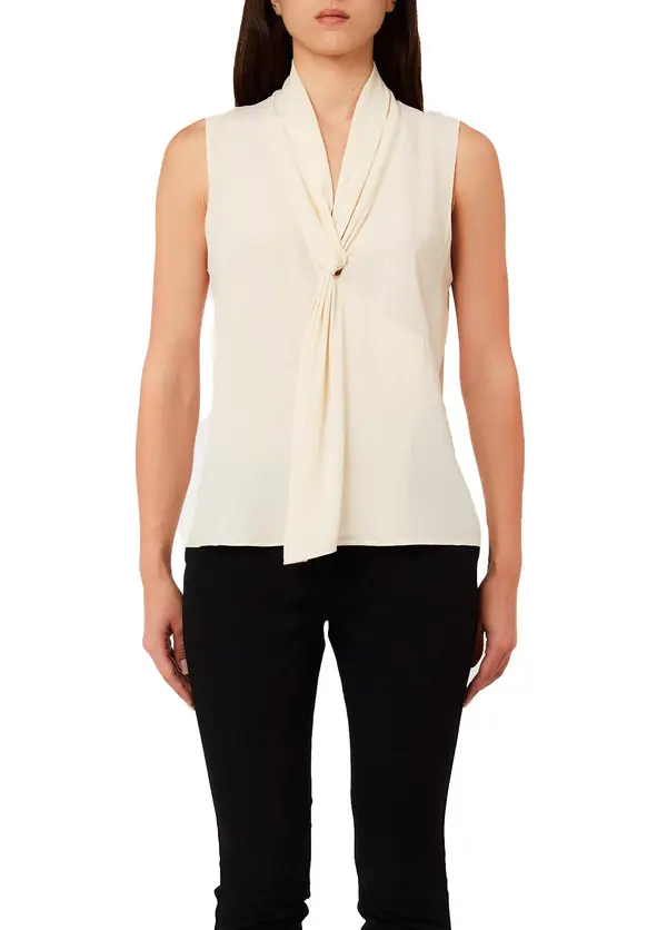 Classic V-neckline Top With An Elegant Tie-front Detail 3 Image