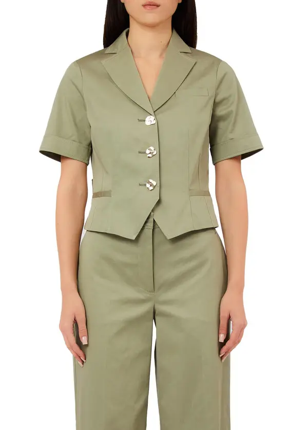 Short-Sleeved Cropped Tailored Blazer 3 Image