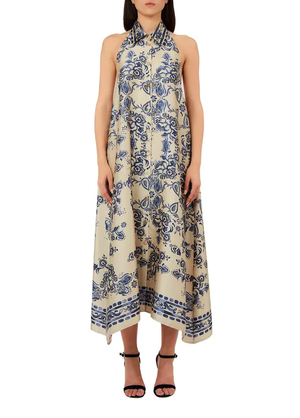 Halter-neck Maxi Buttoned Dress 1 Image