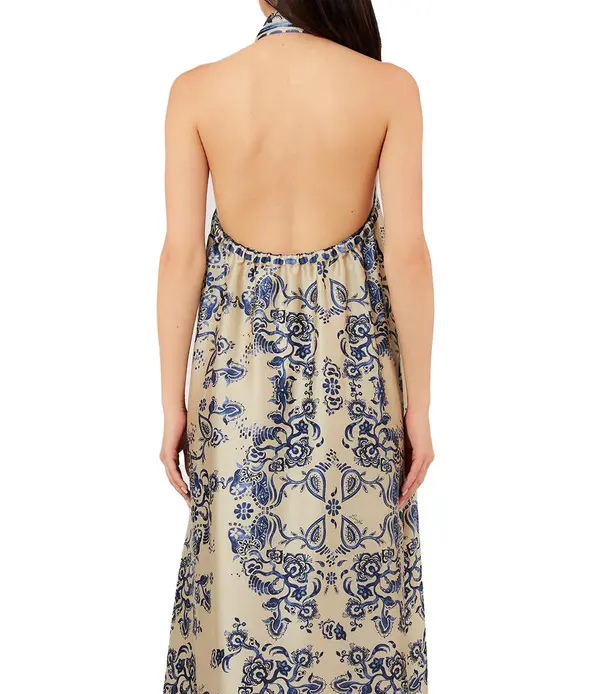 Halter-neck Maxi Buttoned Dress 2 Image