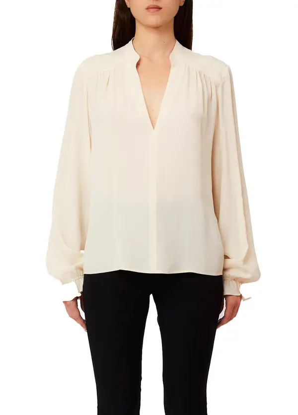 Long Sleeveles V-neck Viscose Blouse 2 Image