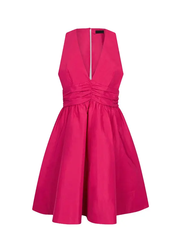 Deep V-neck Short Taffeta Dress 1 Image