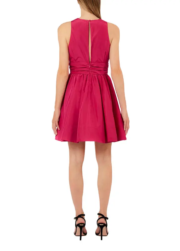 Deep V-neck Short Taffeta Dress 3 Image