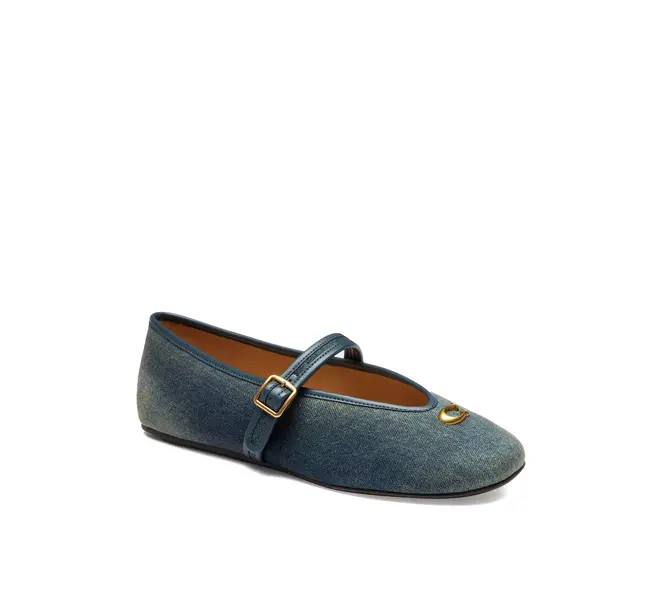 Loved Denim Round Toe Mary Jane Ballerina 2 Image