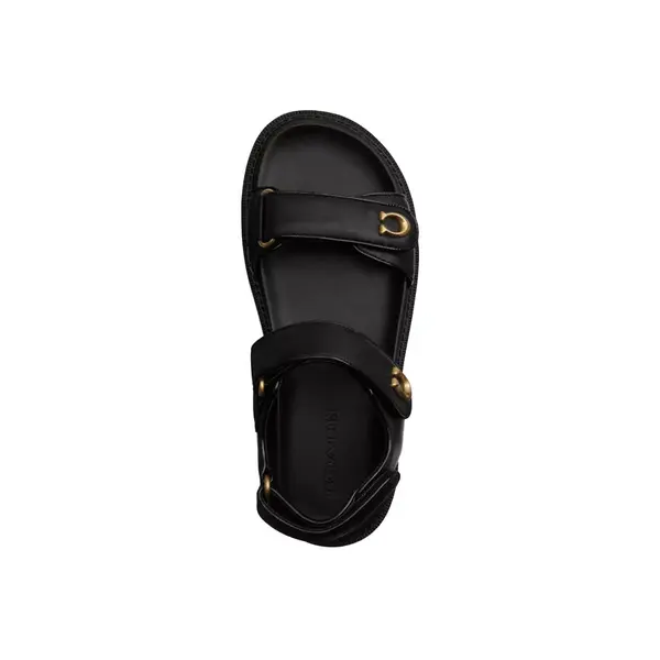 Brynn Leather Lug-Sole Sandals with Gold Hardware 2 Image