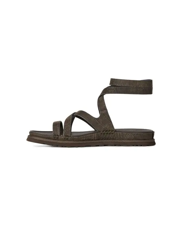 GoldenGaze Embossed Ankle Wrap Sandal 2 Image