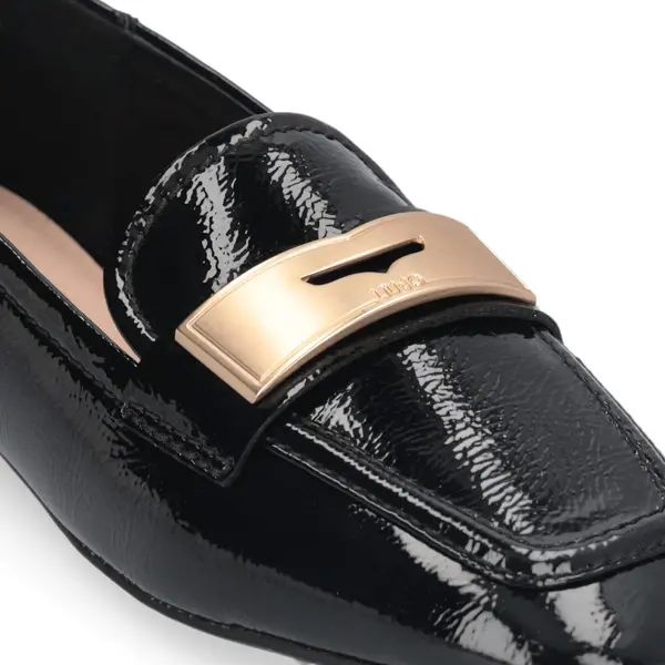 Polished Slip-On Loafers with Gold-Tone Bar Embellishment 1 Image