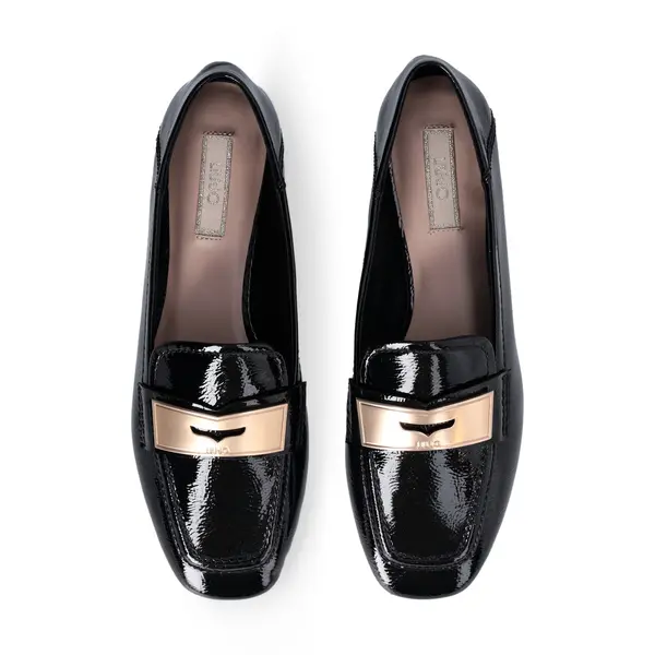Polished Slip-On Loafers with Gold-Tone Bar Embellishment 2 Image