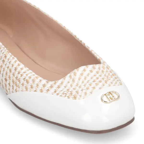 Woven Raffia Ballerinas with Patent Toe 3 Image