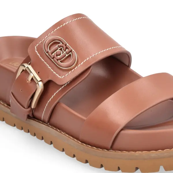 Buckled Platform Leather Slide  1 Image