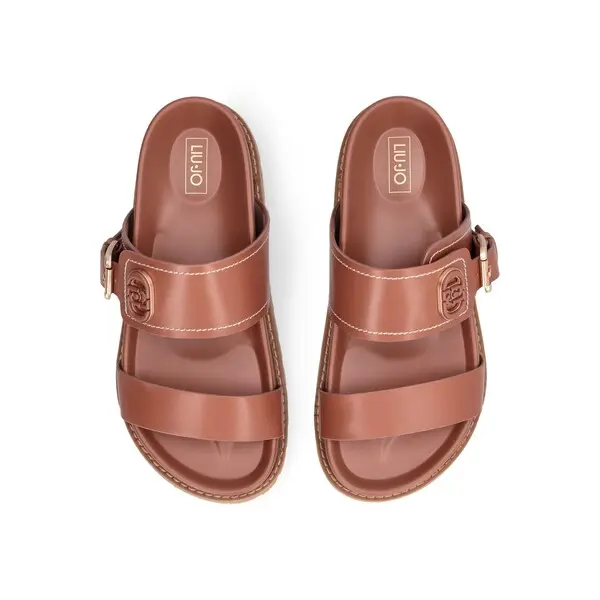 Buckled Platform Leather Slide  2 Image