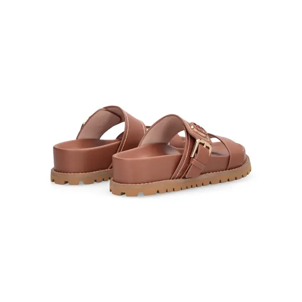 Buckled Platform Leather Slide  3 Image