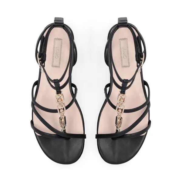 Strappy Gladiator Sandals with Gold Chain Link 2 Image
