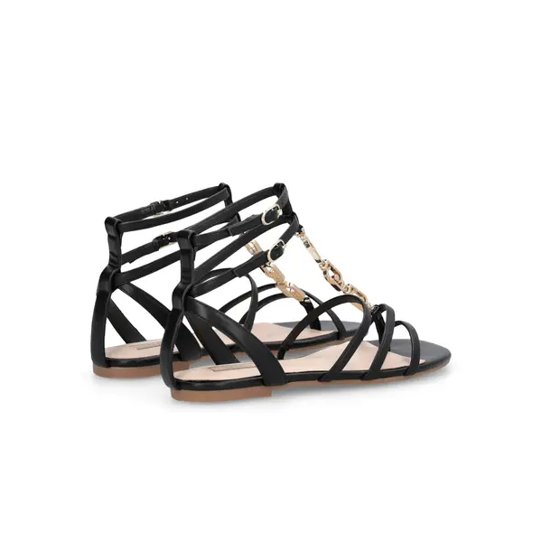 Strappy Gladiator Sandals with Gold Chain Link 3 Image