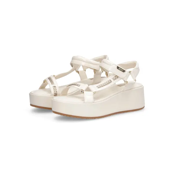 Leather Platform Sandals with Braided Chain Detail 1 Image
