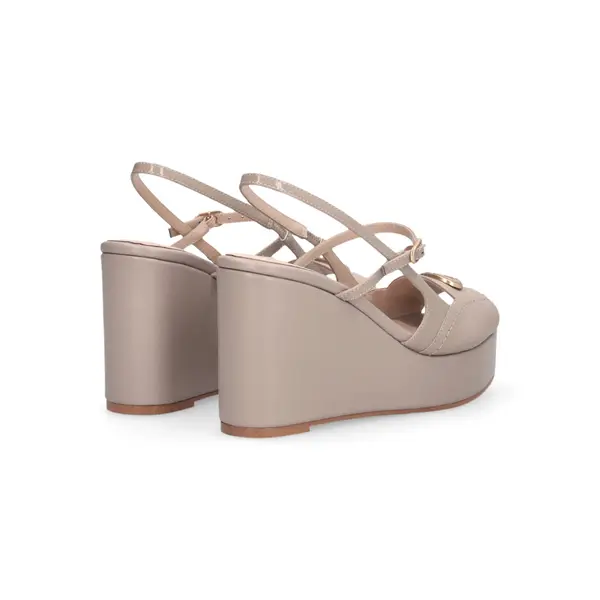 Peep-Toe Wedge Sandals with Slingback Strap 2 Image