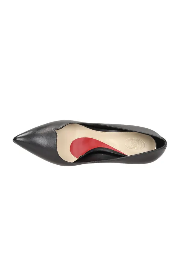 Pointed-Toe Leather Pumps with Metallic Stiletto Detail 3 Image