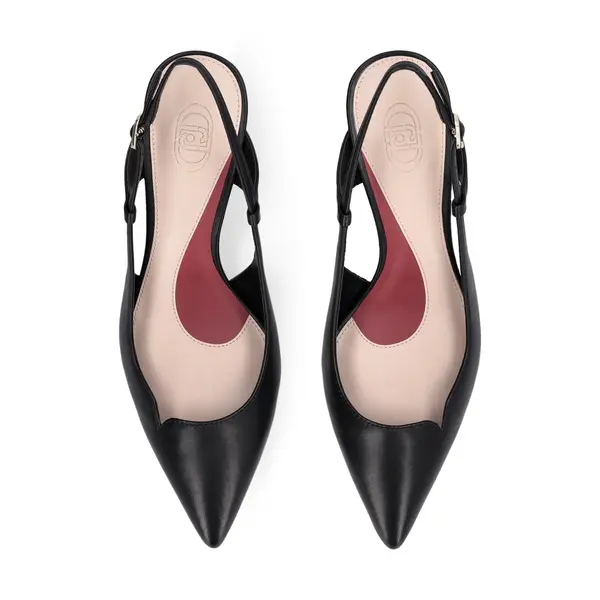 Leather Slingback Cut-Out Kitten Heels Pump 2 Image