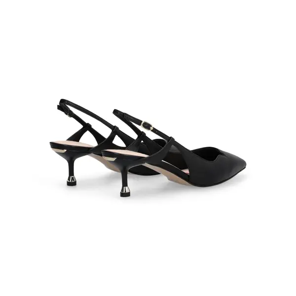 Leather Slingback Cut-Out Kitten Heels Pump 3 Image
