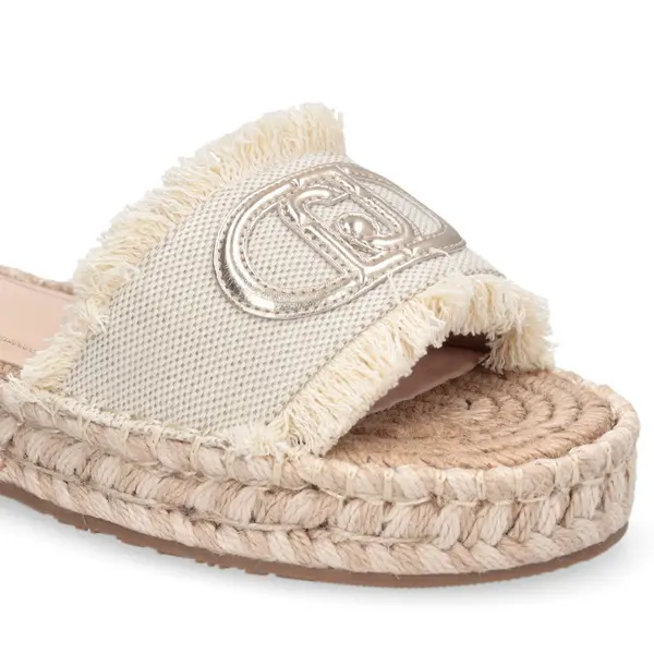 Logo-Embossed Frayed Canvas Slides 1 Image