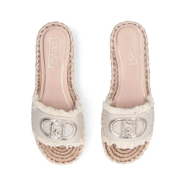 Logo-Embossed Frayed Canvas Slides 2 Image