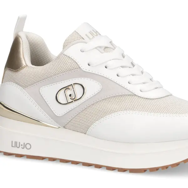 Chunky Platform Sneakers with Gold Metallic Accents and Logo Branding 1 Image