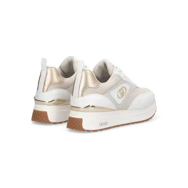 Chunky Platform Sneakers with Gold Metallic Accents and Logo Branding 3 Image