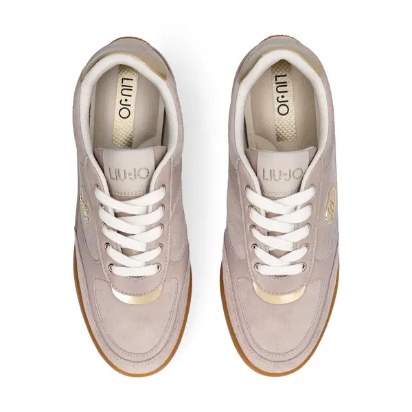 Suede Sneakers with Gold Hardware and Gum Sole 2 Image