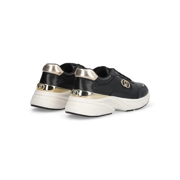 Leather Sneakers with Gold Heel Tab and Metallic Logo Detail 3 Image