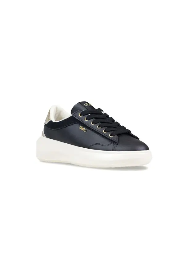 Platform Leather Sneakers with Gold Metallic Trim 1 Image