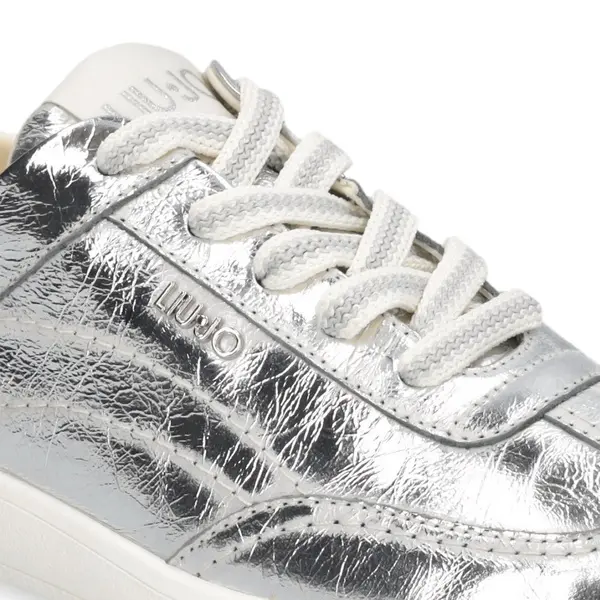 Crinkled Leather-Effect Lace-Up Sneakers 1 Image