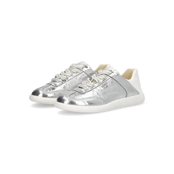 Crinkled Leather-Effect Lace-Up Sneakers 4 Image