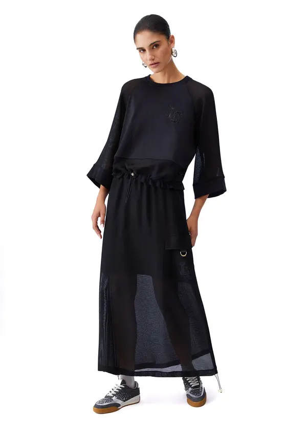 Long Mesh Skirt with Patch Side Pockets 1 Image