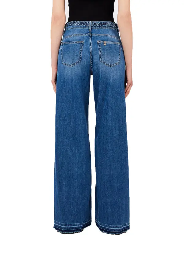 High Waist Flared Jeans With Braided Belt 1 Image