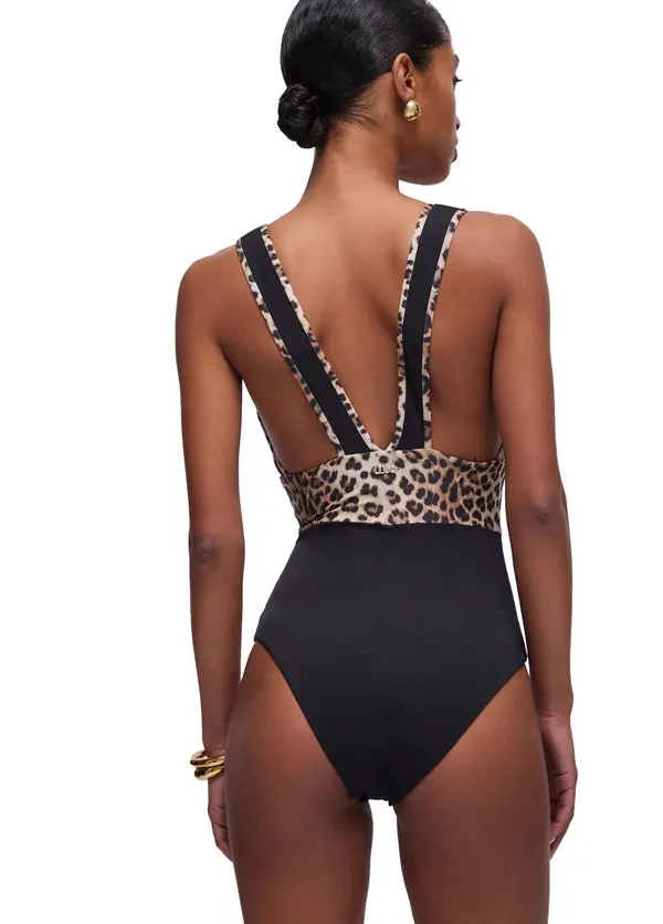 One-Piece Swimsuit With Animal-Print Insert 2 Image