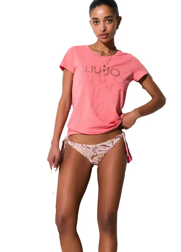 Rhinestone Logo Short Sleeve T-Shirt 1 Image