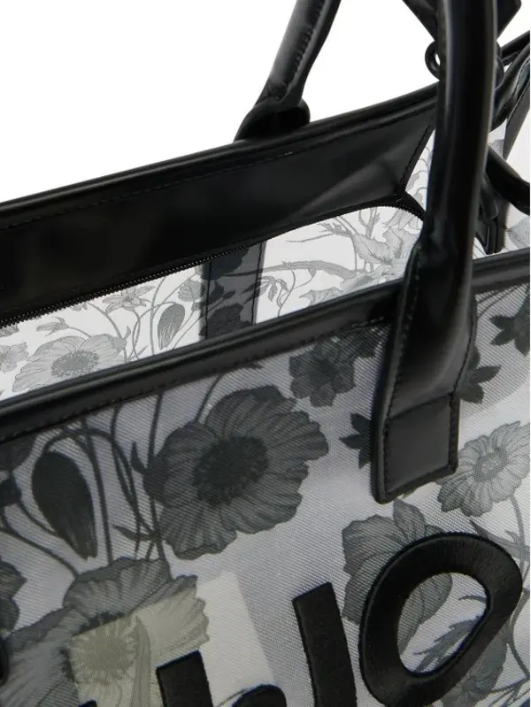 Floral Print Semi-Transparent Tote Bag With Logo Embossing 2 Image
