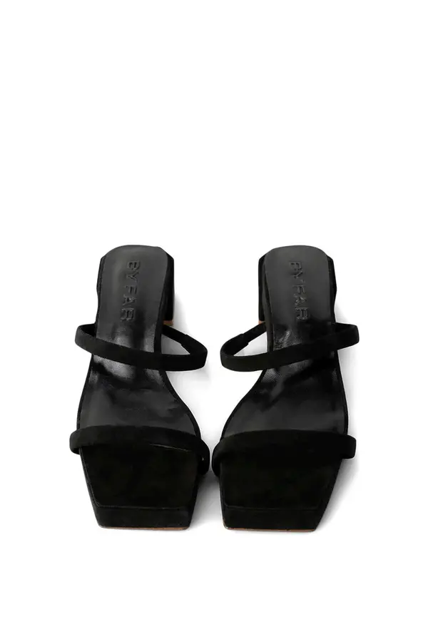 Suede Minimalist Double-Strap Block Heel Mule 2 Image