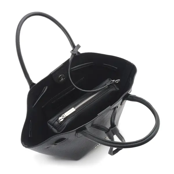 Grained Leather Drawstring Tote Bag 4 Image