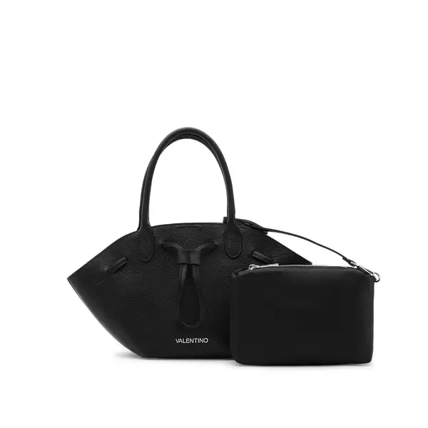 Grained Leather Flared Tote Bag 6 Image