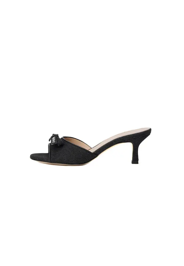 Denim Bow Open-Toe Heeled Mules 3 Image